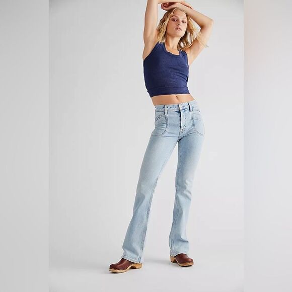 Free People Aiden Slim Boot Jean Totally Buggin Blue Size 25 - Picture 1 of 4